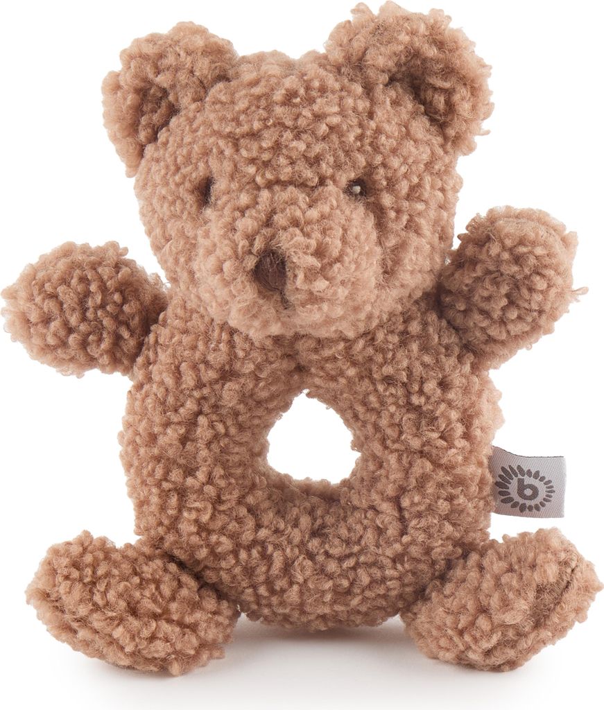 Bieco Kuscheltier Bär Mika mit Rassel | Teddybär aus Bouclé | Baby Plüsch Bär Stofftier | Plüschtier Teddy Rassel Tedy Bear Kuscheltier Plüs...