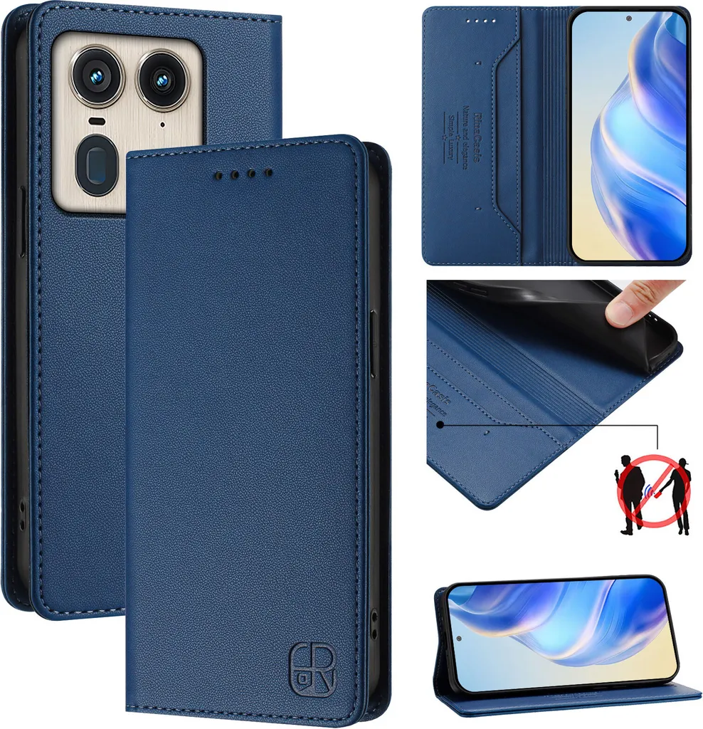 Wallet Case Motorola X50 Ultra Blu: Protezione Professionale con Slot