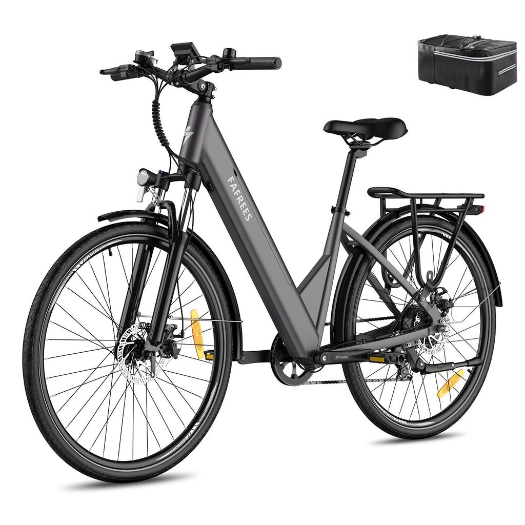City E- Bike Rostfreie Aluminiumlegierung 36 V 15 Ah 540 Wh bis zu 90 km-110 km 27,5 Zoll Wasserdicht IP54, Elektrofahrrad mit 7 Gang und App, Grau