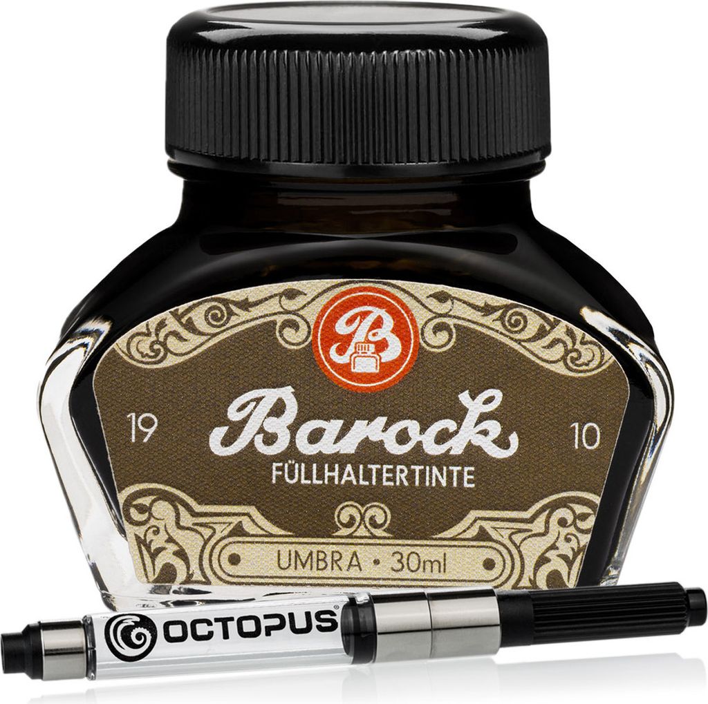 Barock 1910 Umbra , Schreibtinte für Füllhalter mit Konverter, 30 ml