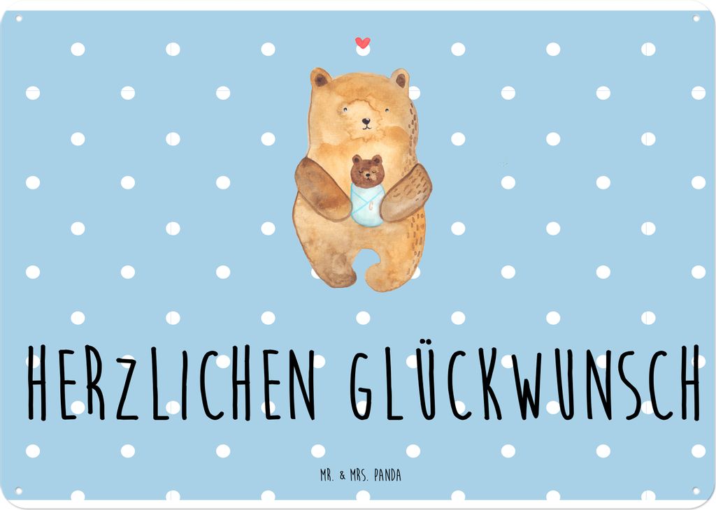 Mr. & Mrs. Panda tafel Bär Baby DIN A4 - Blau Pastell - Geschenk, Türschild, Eltern, Magnetschild, Taufe, Schild, Teddy, Wandbild, Geburtstag, Bl...
