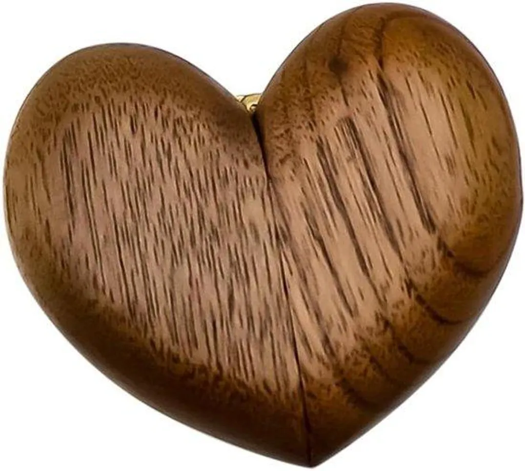 Écrin à bijoux cœur en bois vert artisanal - Rangement déco fait main