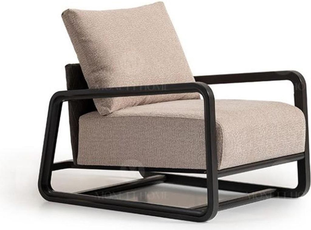 Fernsehsessel Sessel Einsitzer Sitzer Beige Holz Wohnzimmer Design