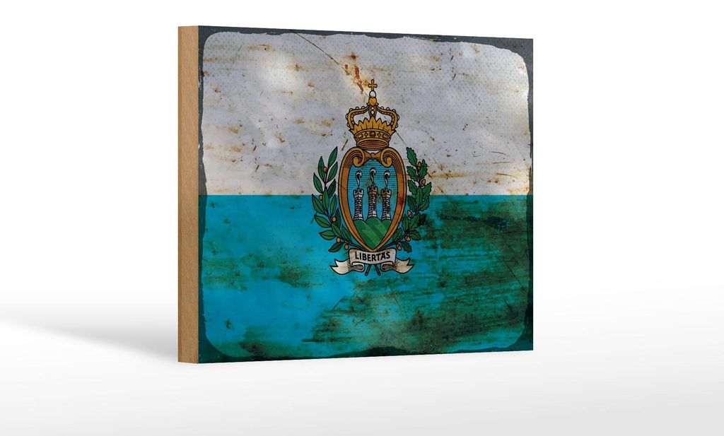 Holzschild Flagge San Marino 18x12 cm San Marino Rost Produktbild 