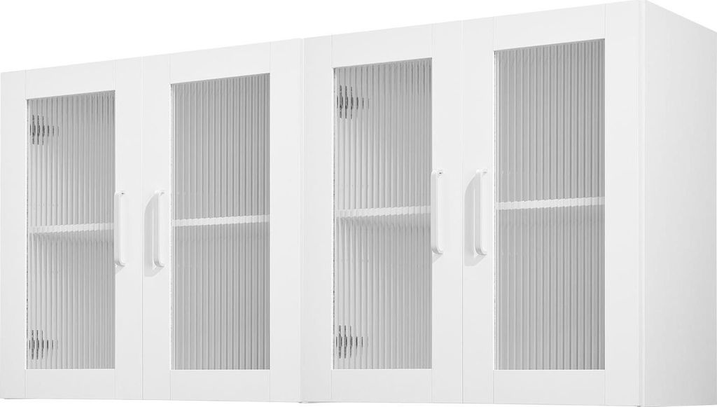 Wand- und Hängeschrank für Küche, Bad & Waschküche - 2-stöckiger Oberschrank - 4 Türen - Verstellbarer Einlegeboden - 122 x 30 x 61 cm - Trag...