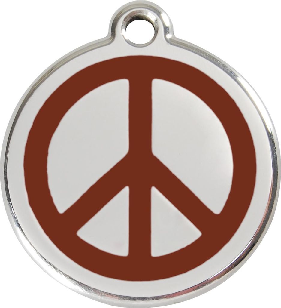 RedDingo Hundemarke mit individueller Gravur Peace braun, Größe: M