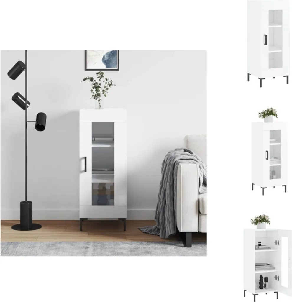 vidaXL Mobile Contenitore Bianco Lucido 34,5x34x90 cm | Robusto e Pratico