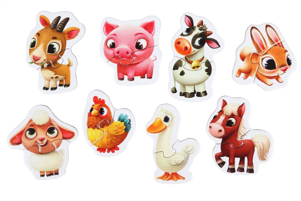 Animali domestici: puzzle educativo 8 animali: 16 pezzi Immagine del prodotto 