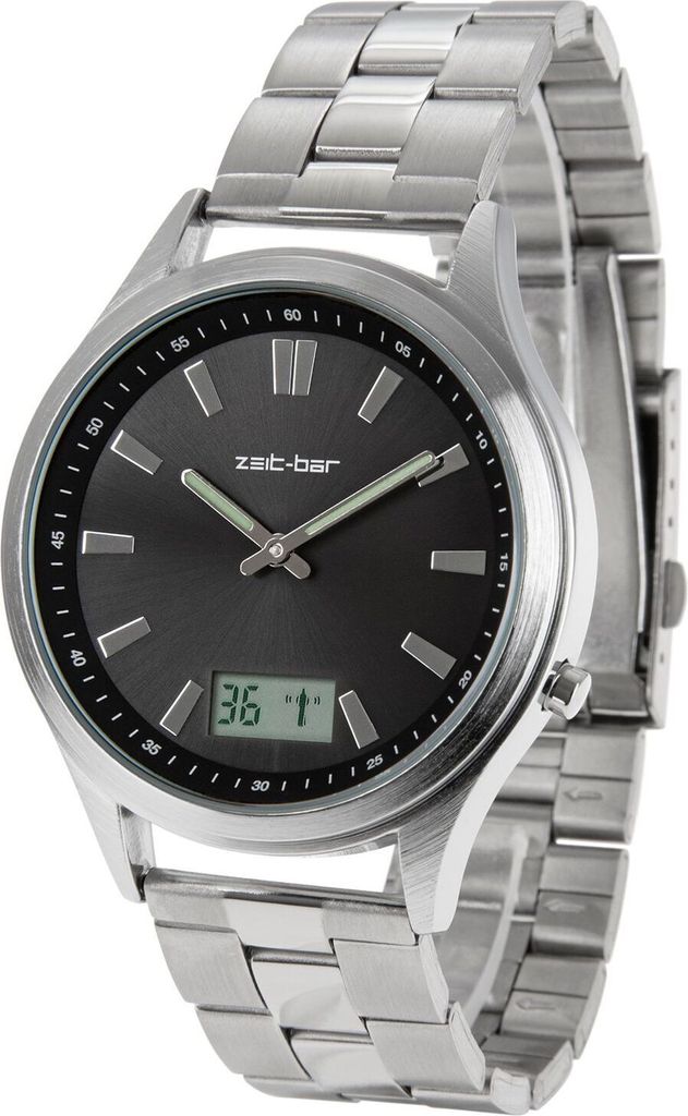 Zeit-Bar Funk-Armbanduhr Herren, mit Datums- und Produktbild 