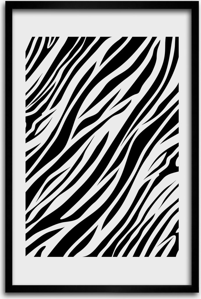 Bild - Bilderrahmen - 40 cm x 60 cm - MDF - Rahmen - Wandkunst - Zebra Hintergrund