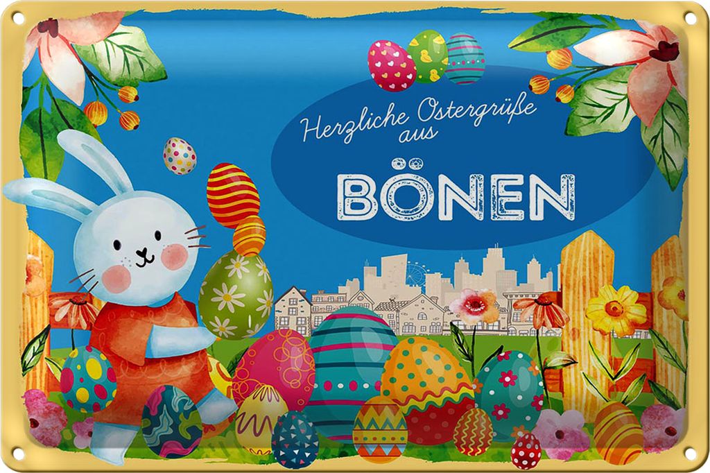 Blechschild Ostern Ostergrüße 18x12cm BÖNEN