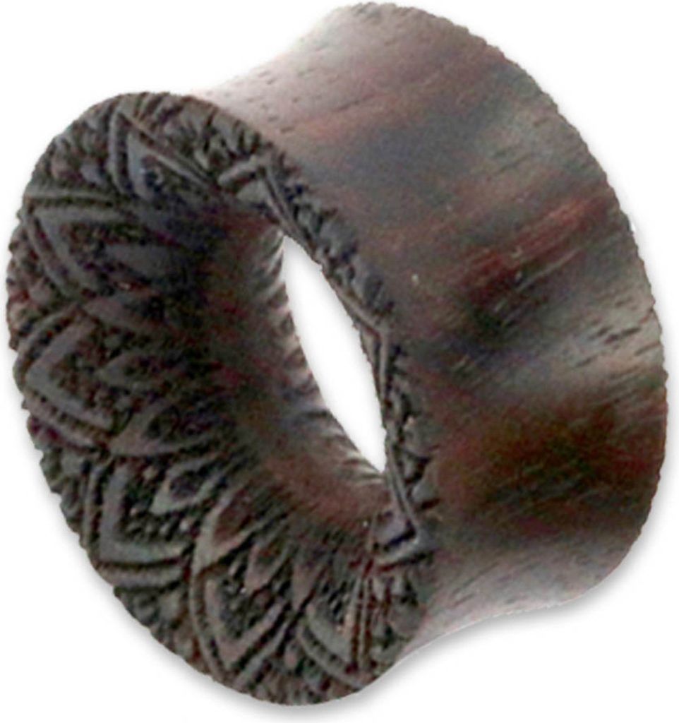 viva-adorno 1 Stück 16mm 12-22mm Flesh Tunnel double flared Plug Holz Tribal Muster Laser Gravur Ohr Piercing Z546,braun