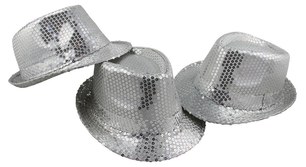 3x Pailletten Hut für Damen & Herren - Silber Produktbild 