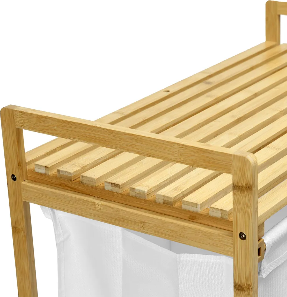Corbeille à linge HANOI double compartiment bambou - Design et durable - 7