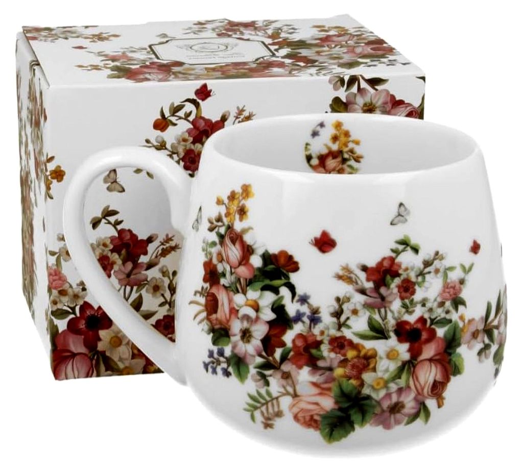FLORAL Fassbecher 430 ml VINTAGE FLOWERS WEISS New Bone China Porzellan