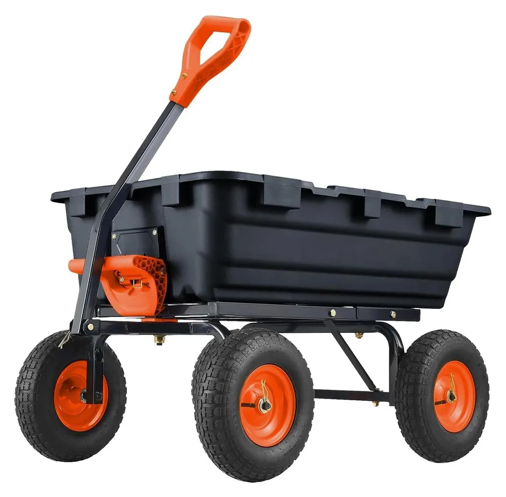 Brouette de jardin 4 roues avec poignée pivotante 180° robuste 363kg