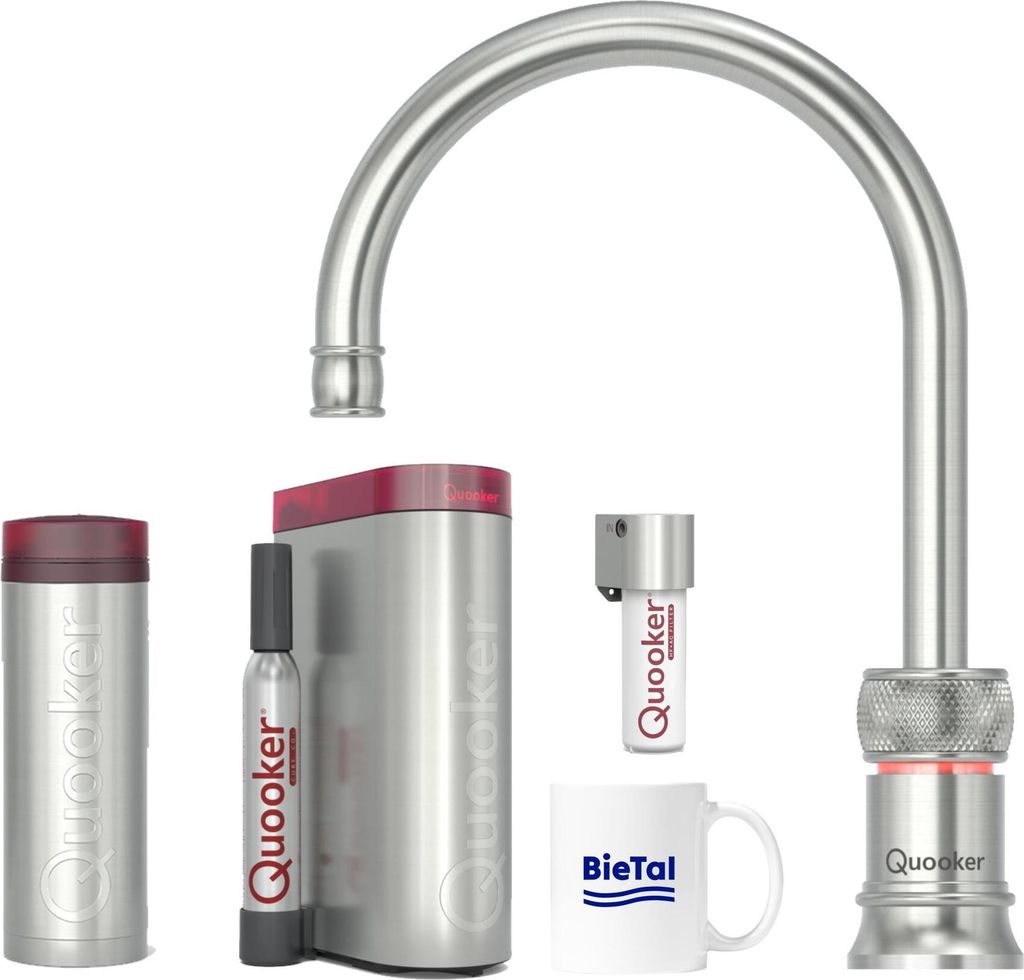 Quooker Classic Nordic Round single tap Voll Edelstahl & PRO3 & CUBE + Filter