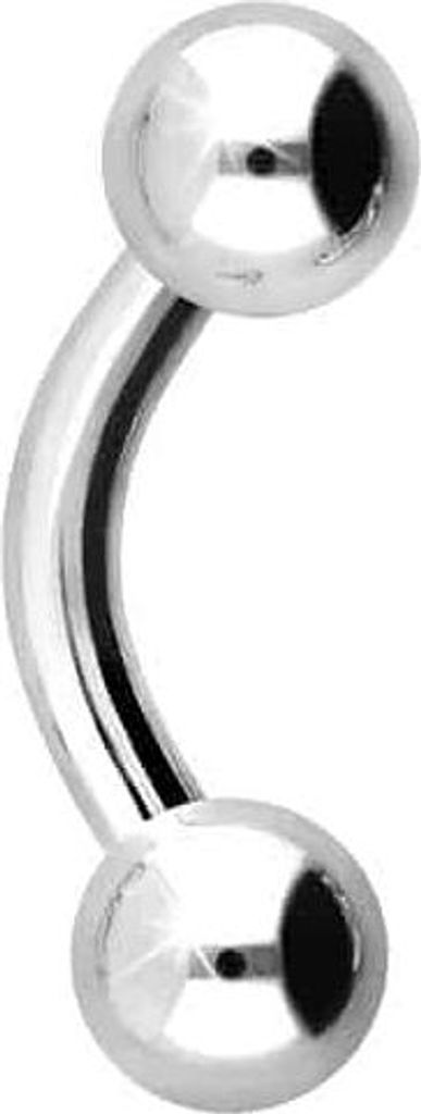 Bauchnabel-Piercing, Rook Piercing Titan Banane WeißGold Stablänge: 6mm + Stabstärke: 1,6mm + Kugelgröße: 4mm