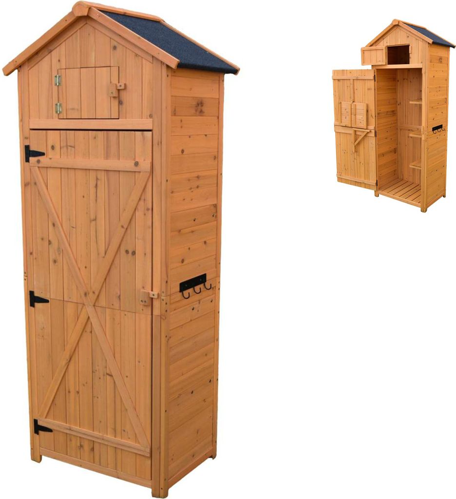 Relaxdays Gartenschrank, Holz, wetterfestes Dach, 3 Produktbild 