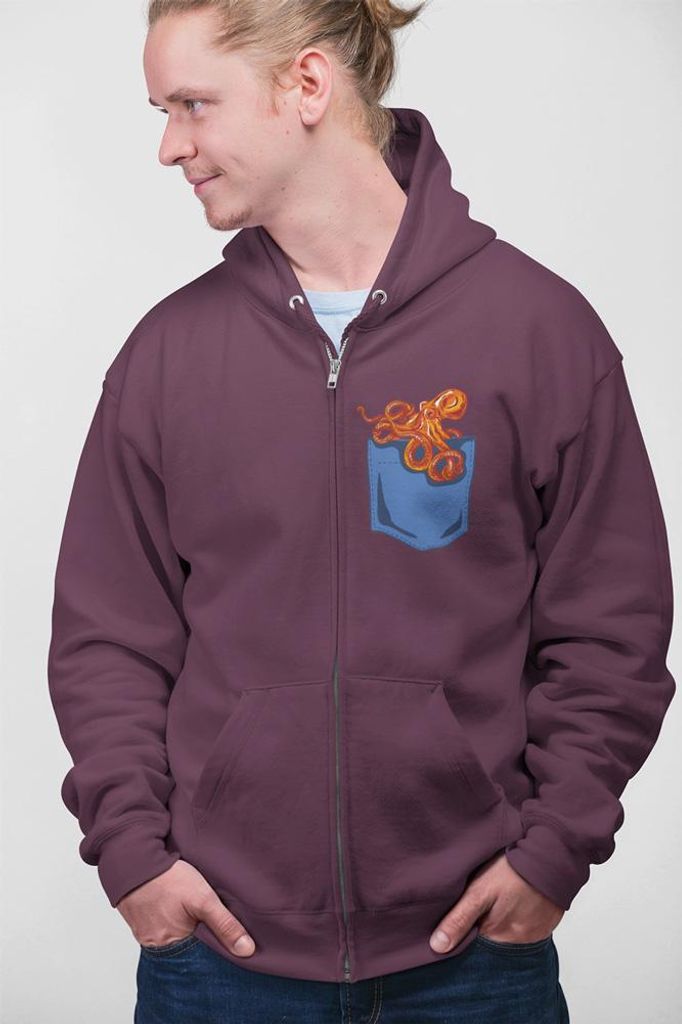 D&B Uni Hoodie ZIPPO00022 Octopus Braun-Größe S