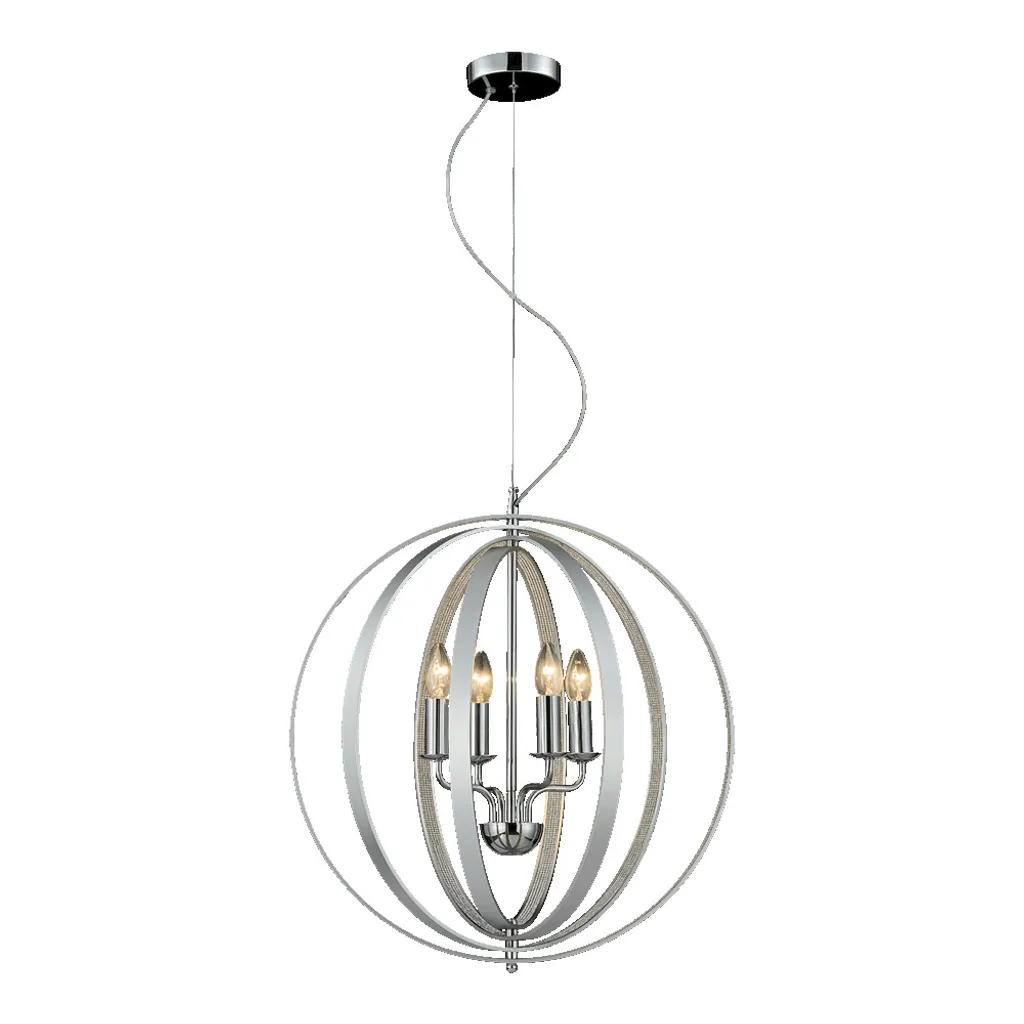 Grande Suspension de Table à Manger AURUM Argentée Diamètre 56 cm E14