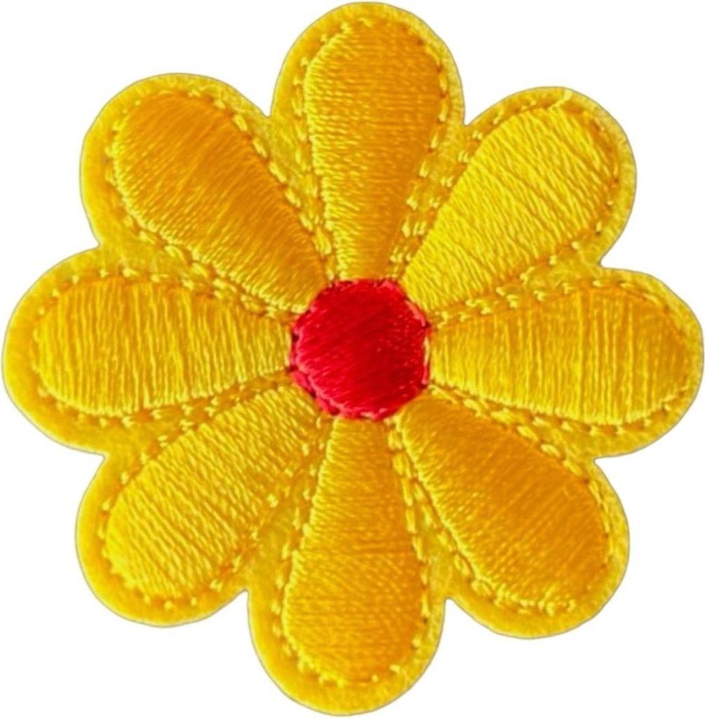 Gänseblümchen-Emblem-Aufnäher zum Aufbügeln, dunkelgelb