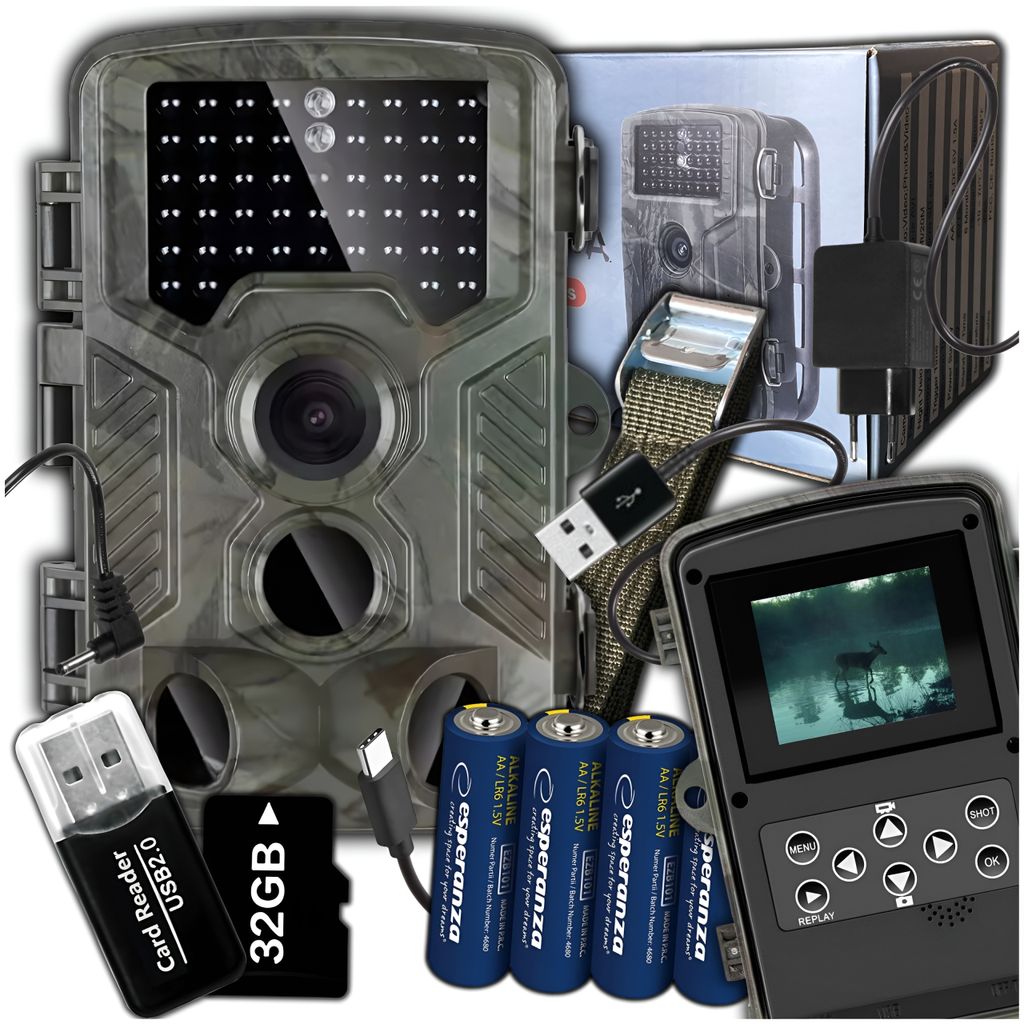 Fotopast kamera lovecká IR lesní s kartou 32GB Vodotěsná Obrázek produktu 1