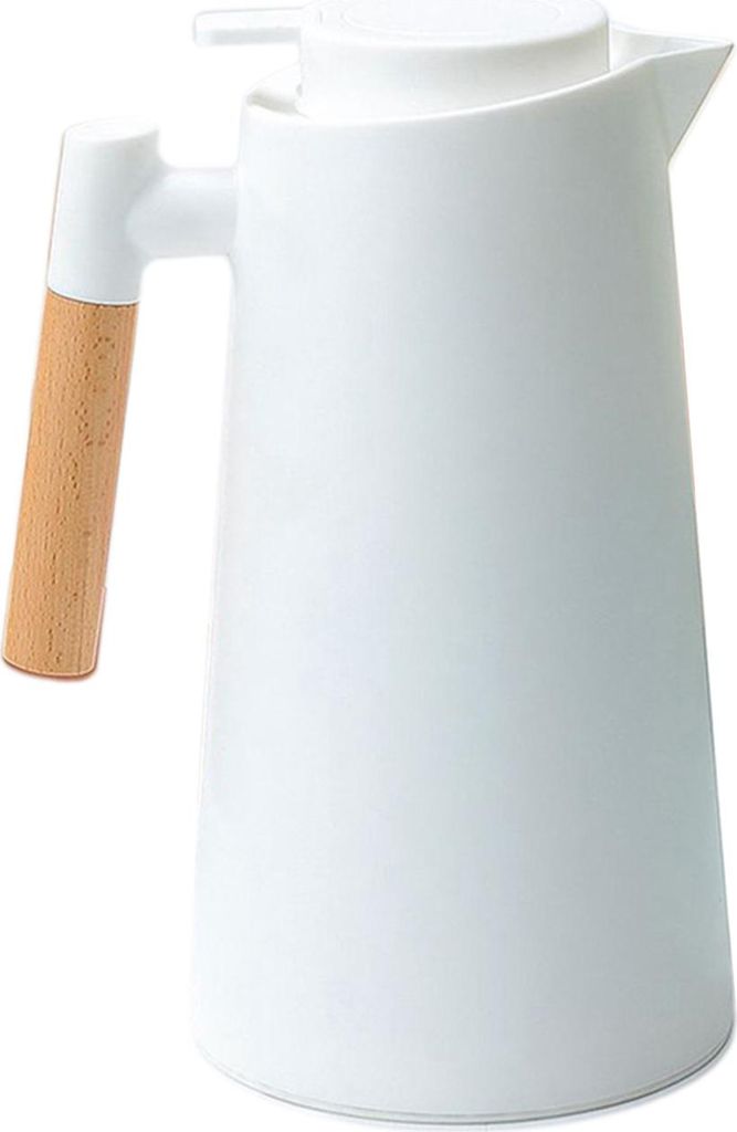 1L Thermo-Kaffeekaraffe Doppelwandige Vakuum-Kaffeekanne Thermokanne Thermoskanne mit Holzgriff Wasserkocher Isolierkanne Teekaraffe Heiß-Kalt-Halten