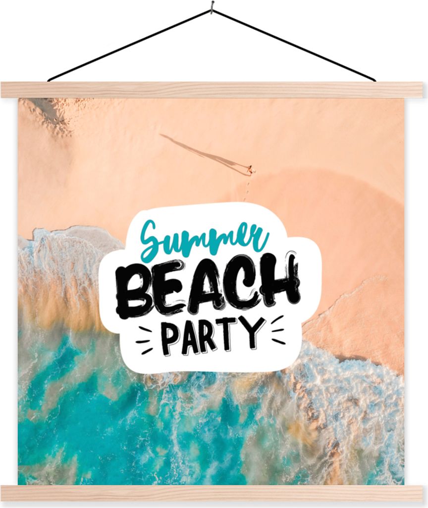 MuchoWow Textilposter Sommer - Sprichwörter - Strand - Meer 40x40 cm mit holzfarbenen Rahmen - Posterleiste