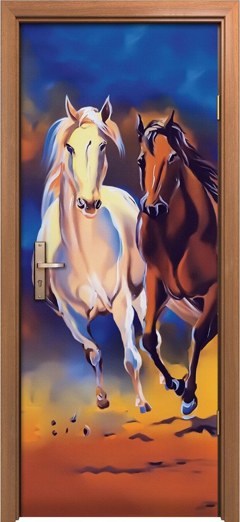 Türposter 80x200 cm Türaufkleber Türtapete Türfolie Klebefolie Malerei Pferden Galopprennen