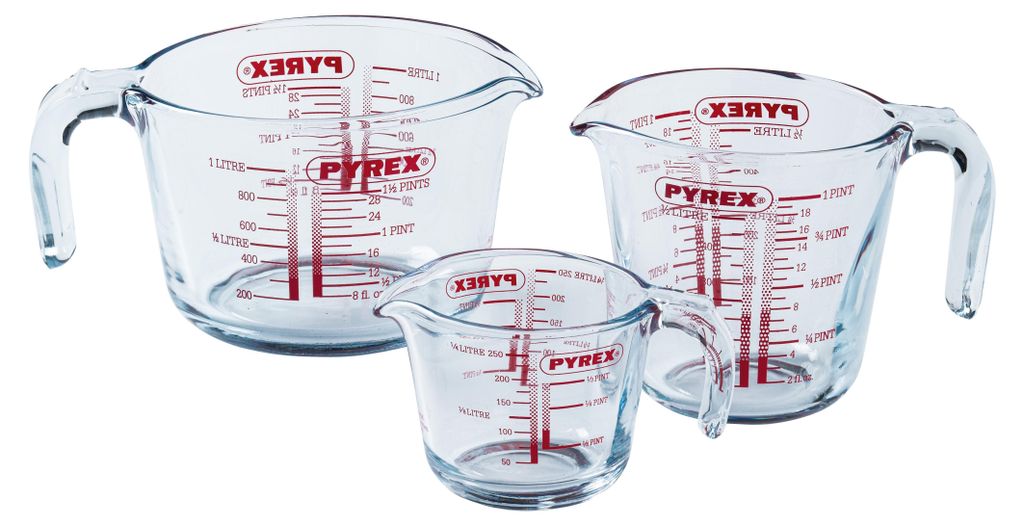 Pyrex meetbekers, set van 3, glas, 0,25 liter, 0,5 liter, 1 Productafbeelding 