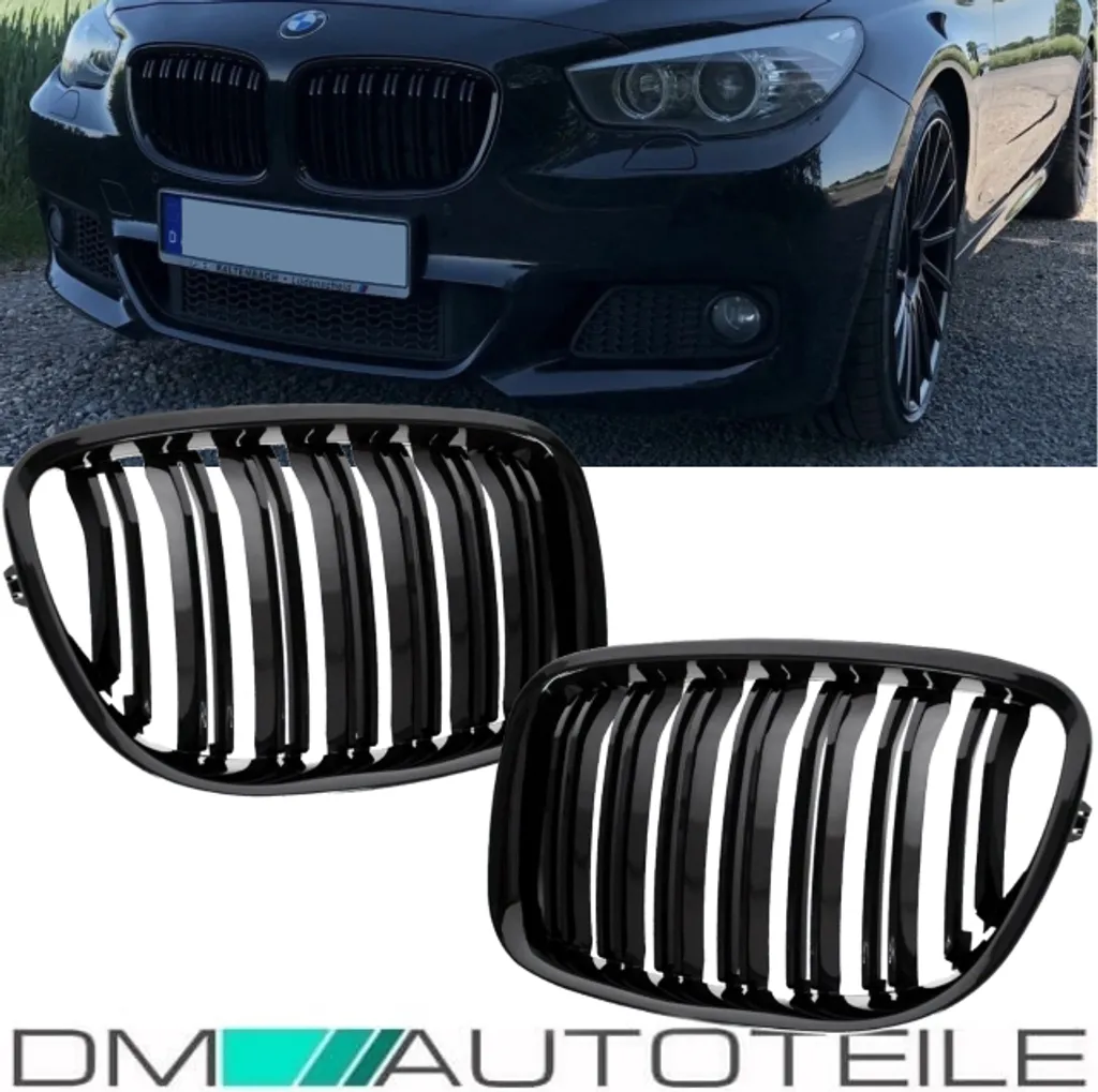 Calandre Double Barre Noire pour BMW F07 GT 2008-2017 - Anti-Rayures