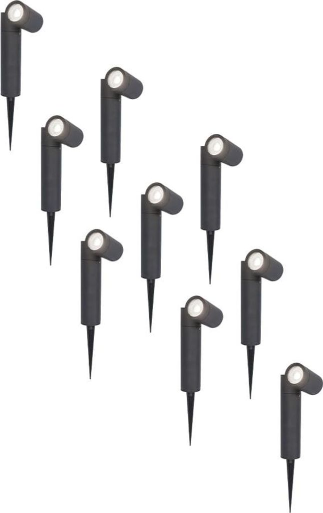 hoftronic LED Gartenstrahler Pinero 4W 345lm 6500K GU10 Schwarz IP65 Dimmbar Schwenkbar 9er Set