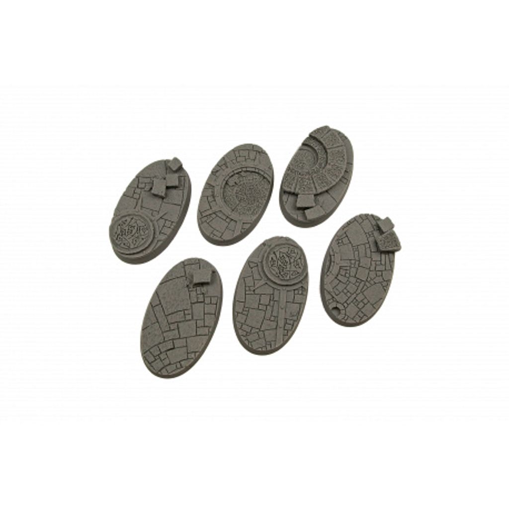 4 Arcane Ovale Miniaturenbases 60mm Fliesenoptik Portale Säulen
