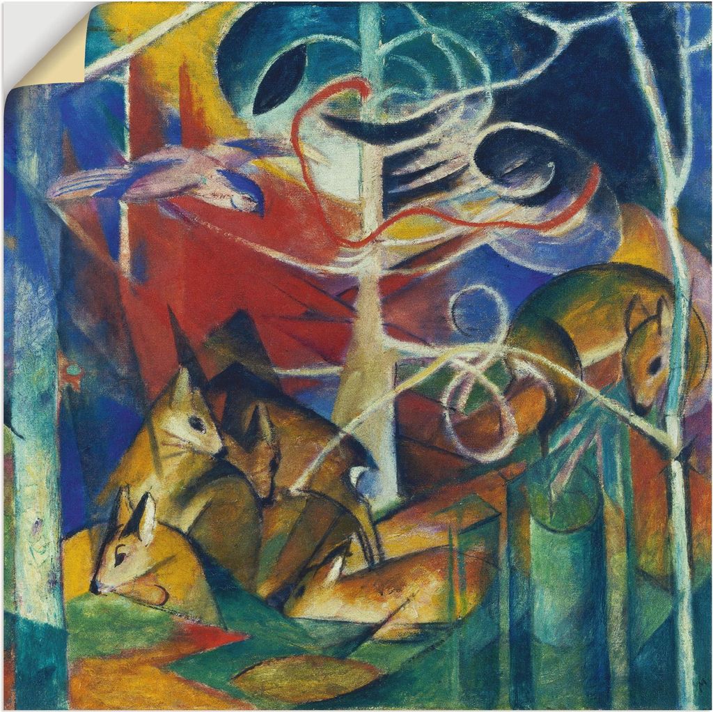 ARTland Wandbild, selbstklebend Rehe im Walde I. 1913 Größe: 40x40 cm