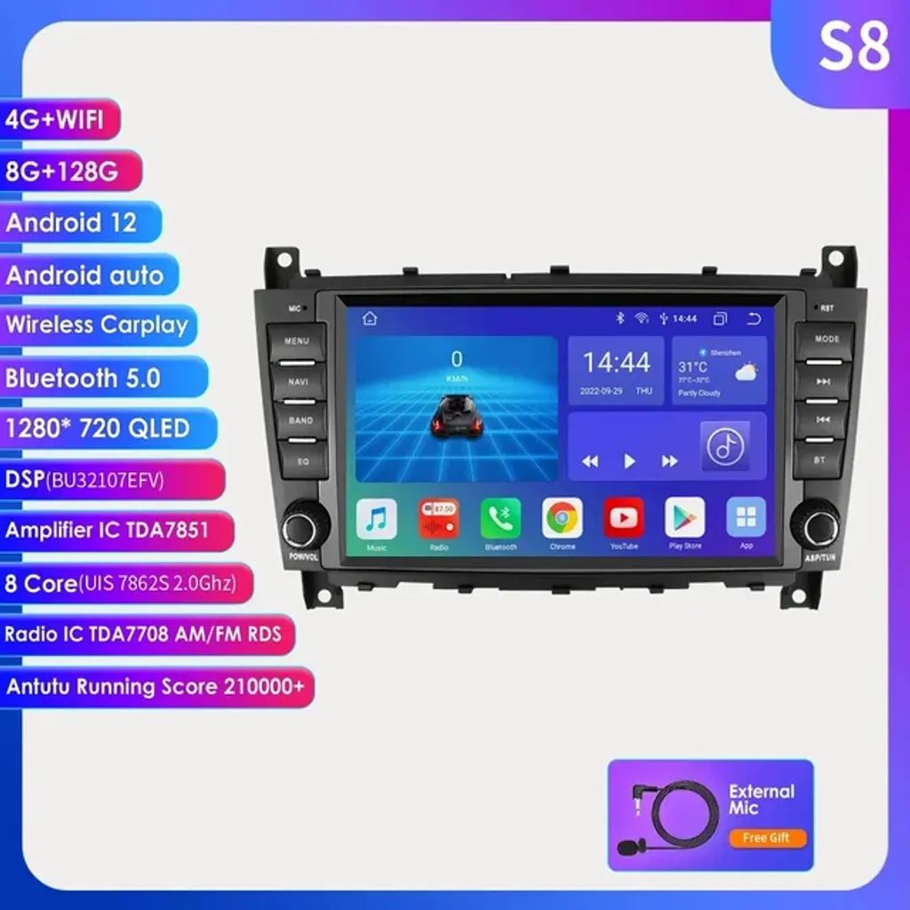 Lecteur multimédia voiture 4G écran tactile 8 pouces S8 - 2