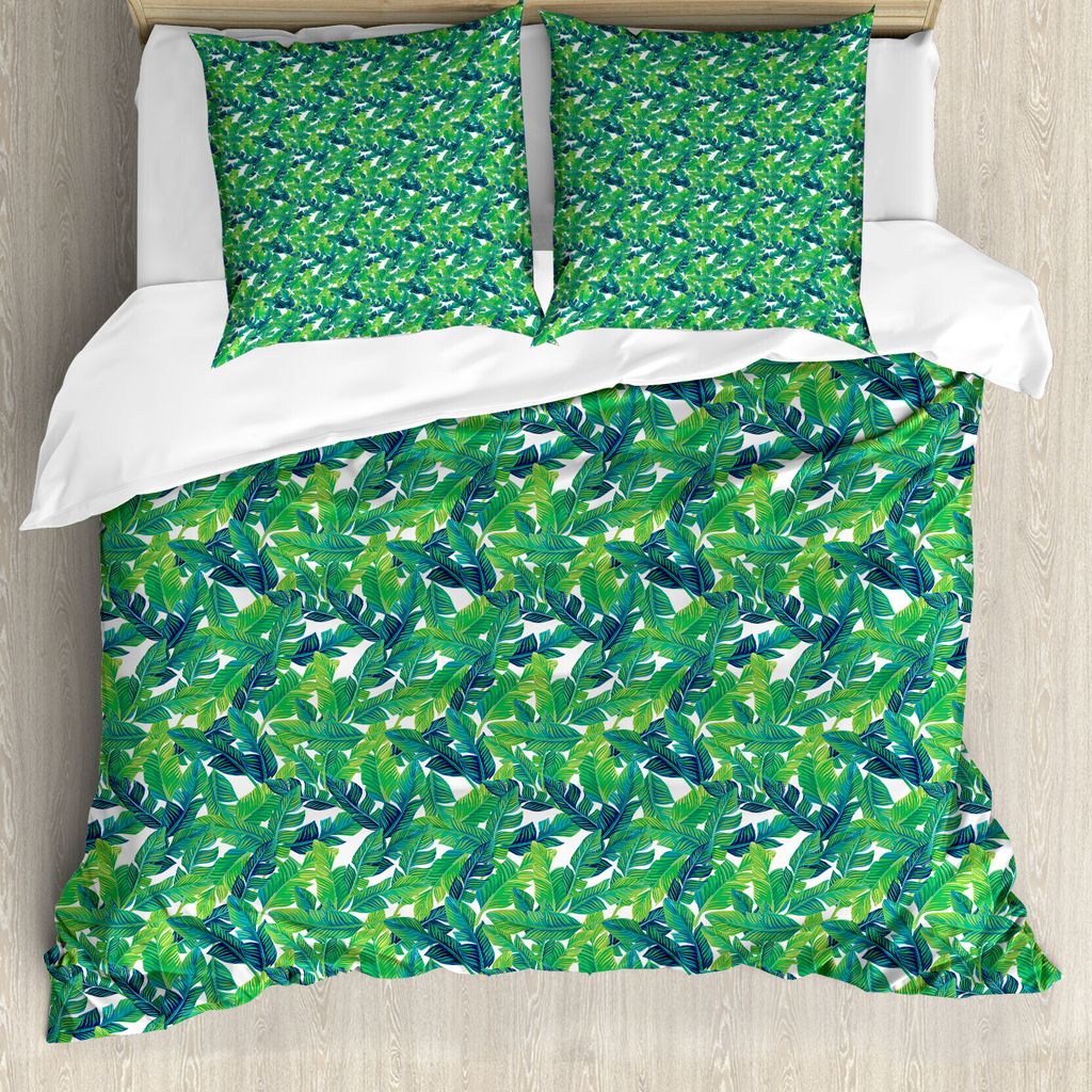 ABAKUHAUS Bananenblatt Bettbezug, Brasilianische Tropical Blatt, Milbensicher Allergiker geeignet mit Kissenbezügen, 200 cm x 200 cm - 80 x 80 cm,...