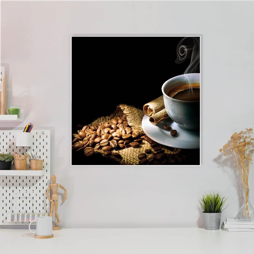 Design Stahlmagnettafel Quadratisch 50x50cm Hot Coffee