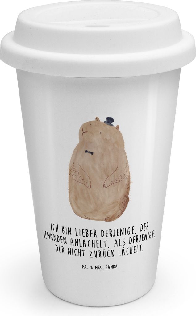 Mr. & Mrs. Panda Thermobecher To Go Murmeltier - Weiß - Geschenk, ToGo Kaffeebecher, Anstand, Lustige Sprüche, Coffee Becher, Respekt, Isolierbec...