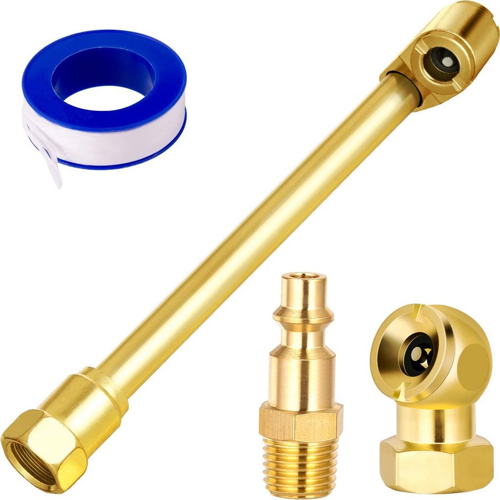 4-teiliges Luftfutter-Set mit geschlossenem Doppelkopf-Kugelkopf, Reifenluftfutter, 1/4-Zoll-NPT-Stecker, Klebeband, Hochleistungs-Reifenfutter-Ada...