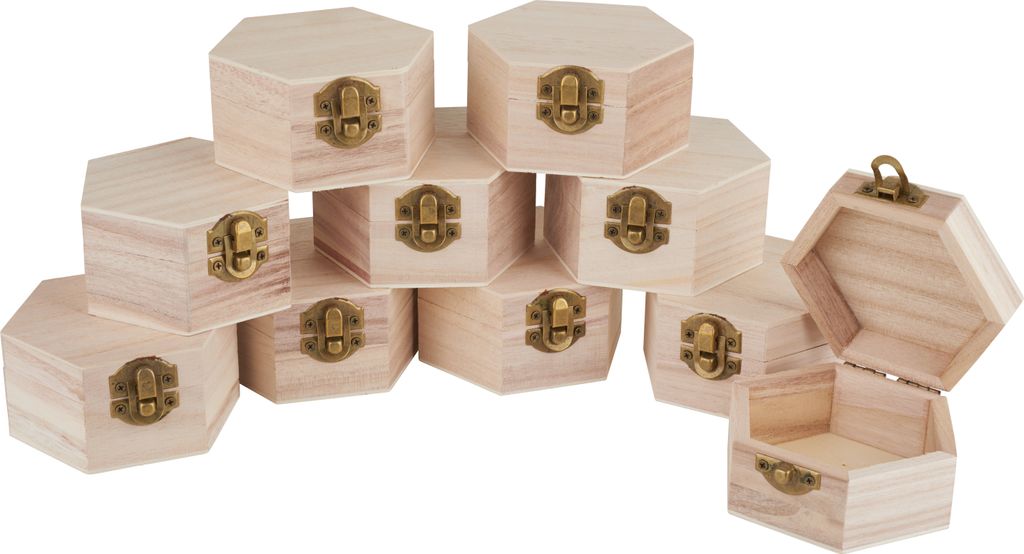 VBS XXL Holzkästchen 6-eckig 10 Stk 9.6 cm Durchmesser 5.0 Produktbild 