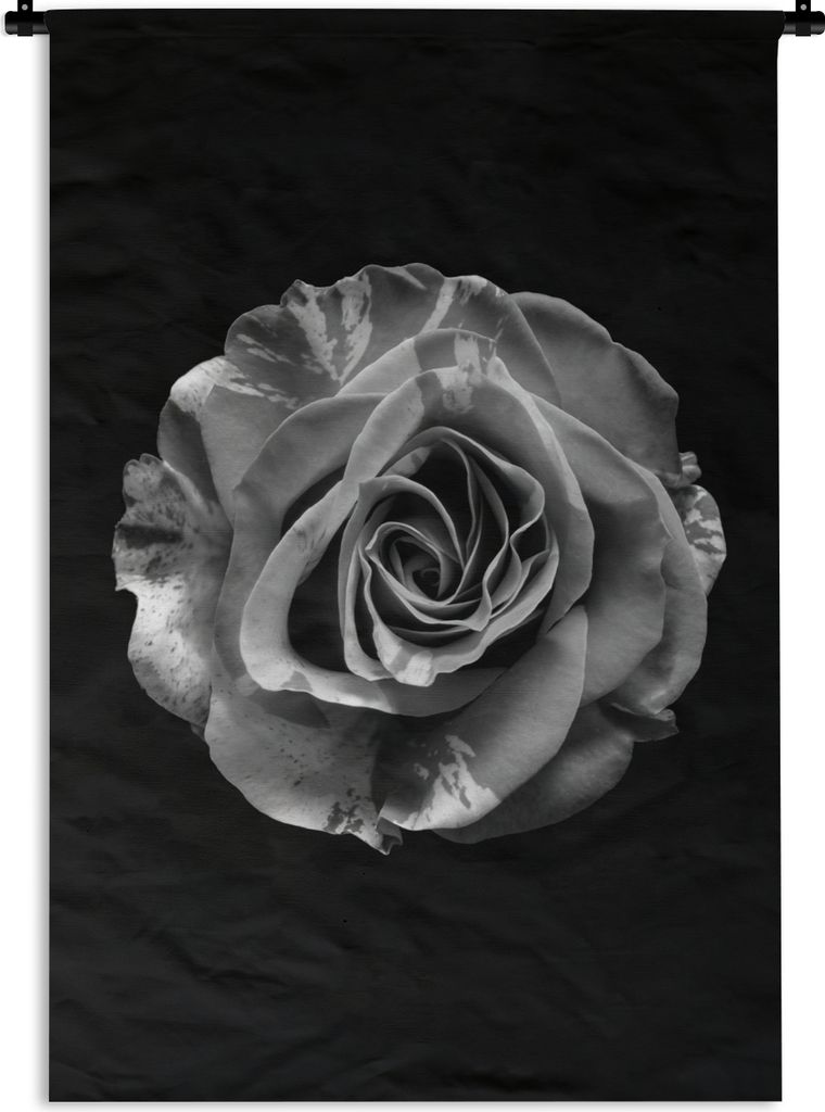 MuchoWow Wandteppich Wandbehang Blumen - Rose - Schwarz - Weiß - Botanisch 120x180 cm Tapisserie Dekoration Wandtuch - Schlafzimmer - Dekoration...