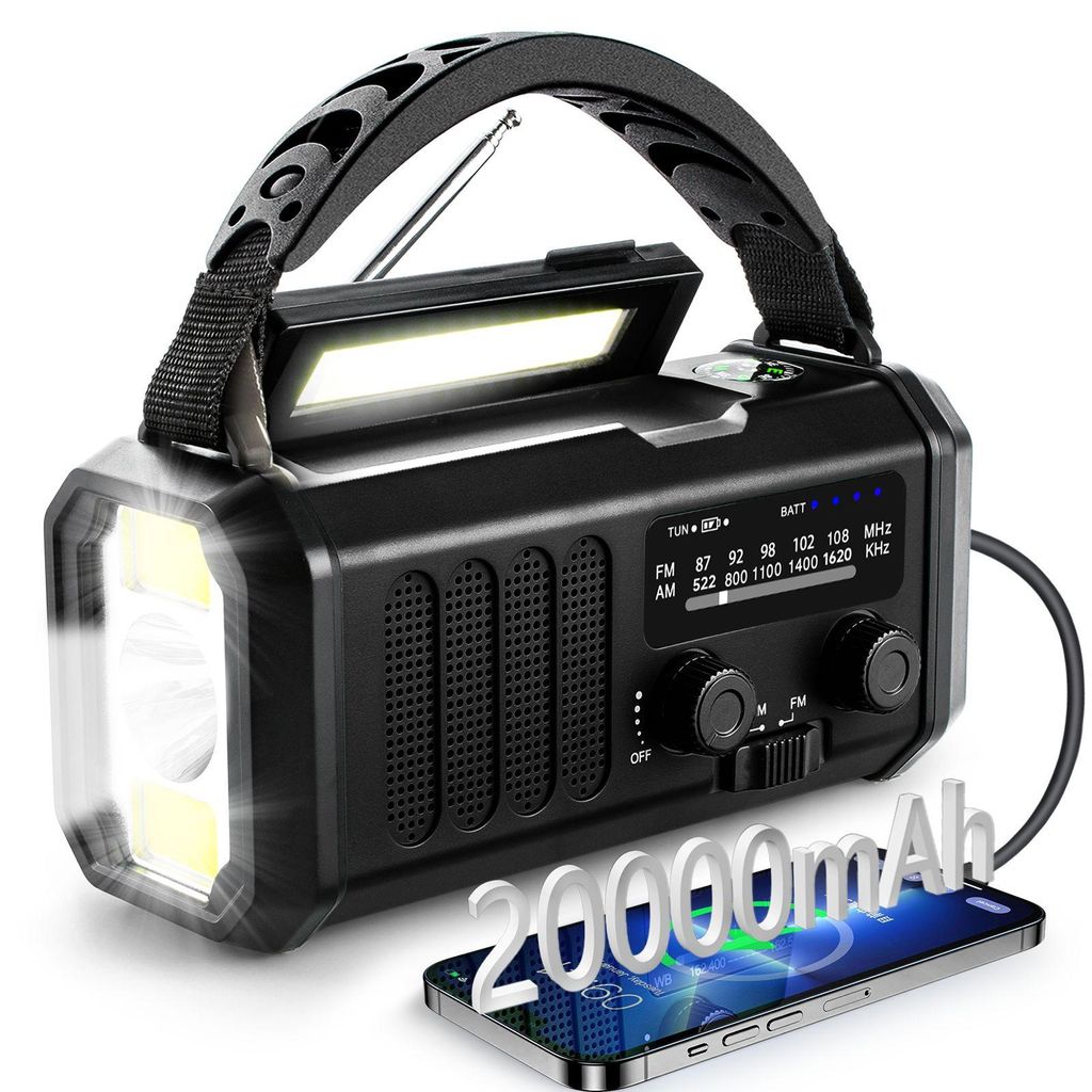 Radio d'urgence Zimilo avec batterie externe de 20 000 mAh, Image du produit 