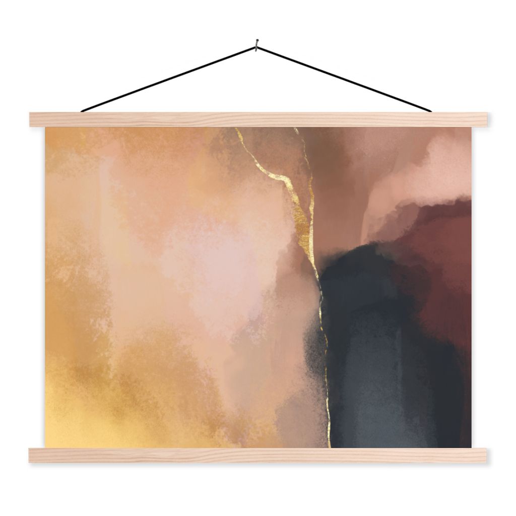 MuchoWow Textilposter Abstrakt - Malerei - Pastell 60x45 cm mit holzfarbenen Rahmen - Bild