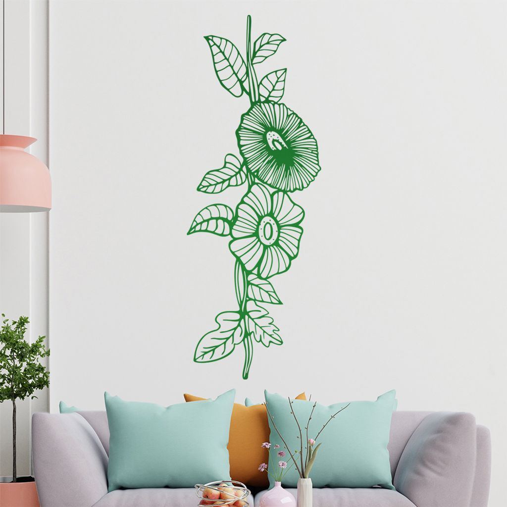 Blumen - Pflanze Wandtattoo in 6 Größen - Wandaufkleber Wall Sticker - Dekoration, Küche, Wohnzimmer, Schlafzimmer, Badezimmer