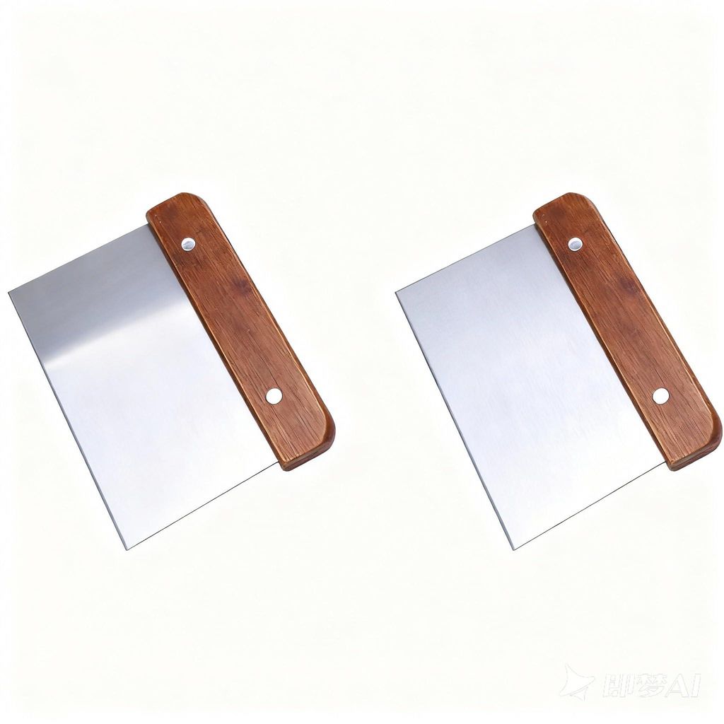 2 Teigschaber, rot, Edelstahl 410, Griffe aus Holz und Gummi, 15,0 cm