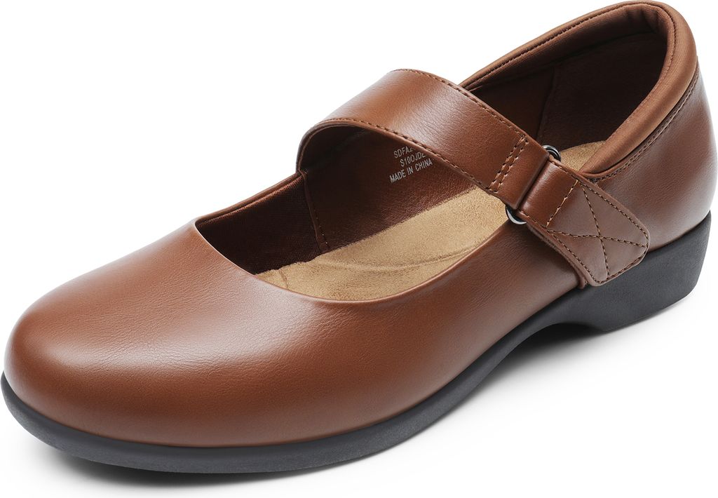 DREAM PAIRS Ballerinas Damen Remonte Schuhe Damen Trachtenschuhe 3D Insole Farbe: BRAUN Größe:38