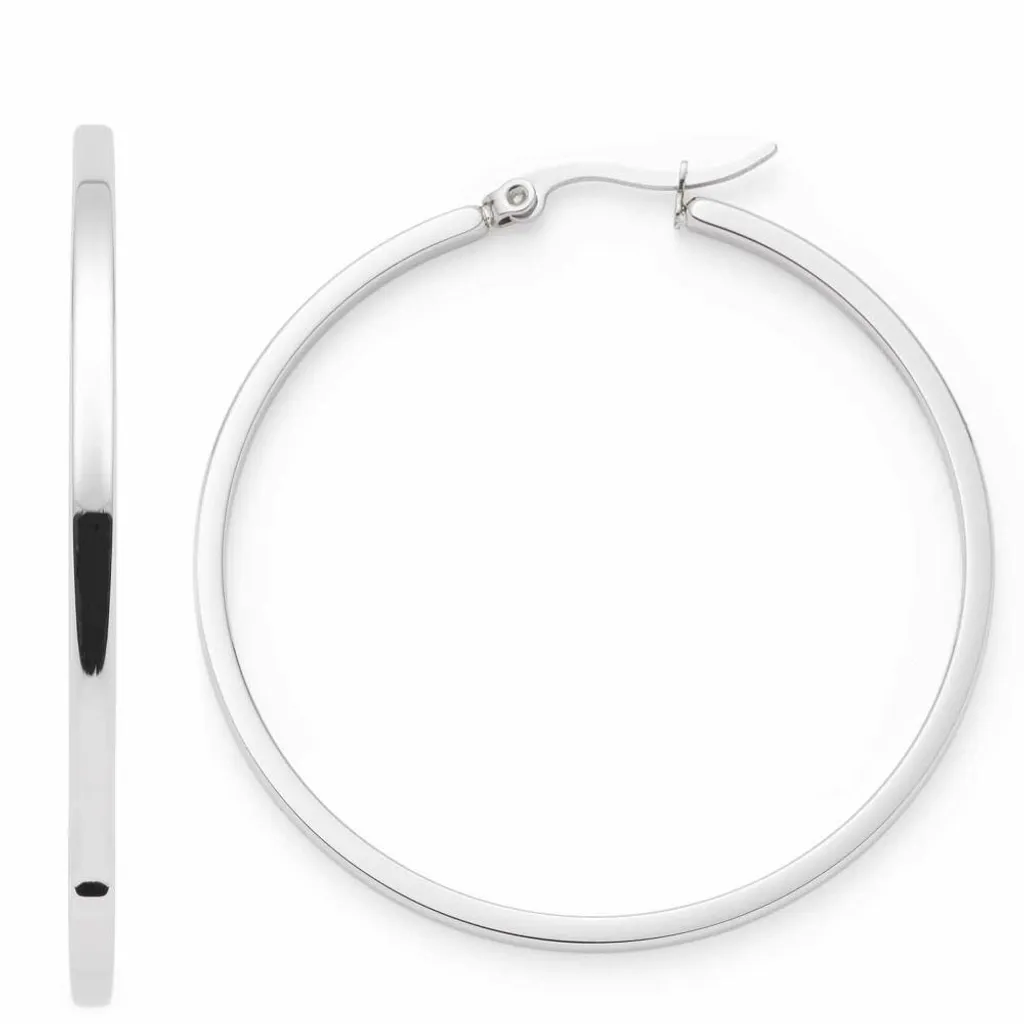 Boucles d'oreilles Créoles Argentées Leonardo Marli en Acier Durable