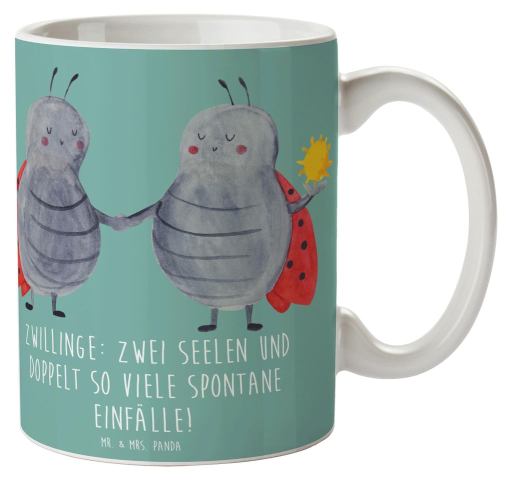 Mr. & Mrs. Panda Tasse Zwillinge Abenteuer - Meeresbrise - Geschenk, Kaffeetasse, Zwillingshumor, Tierkreiszeichen, Sternzeichen, Becher, Dualität...