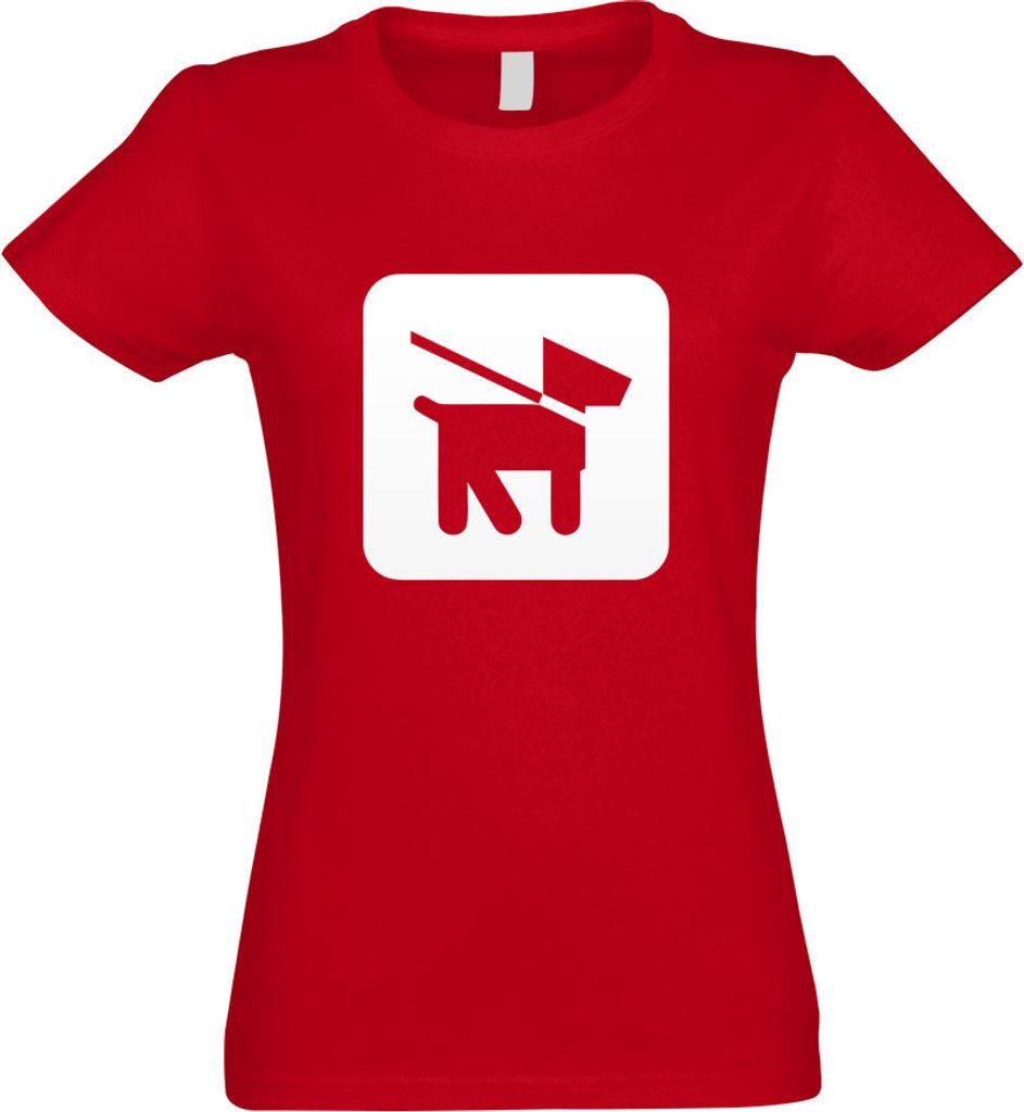 Kiwistar - T-Shirt tailliert - Damen - rot - Hunde Leinenzwang Piktogramme - mit Motiv Bedruckt - Funshirt Design - Sport - Freizeit - Damen - S